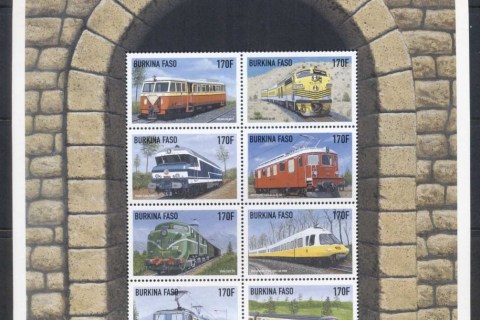 Burkina-Faso-1998-Trains-Sheetlet-170fr-MUH