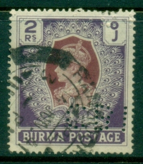 Burma-1938-40-KGVI-Portrait-2R-dark-violet-red-brown-FU