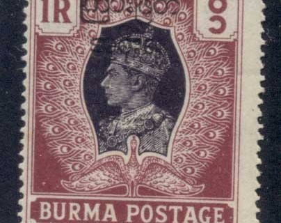 Burma-1947-KGVI-Peacock-1r-opt-Interim-Government-MUH