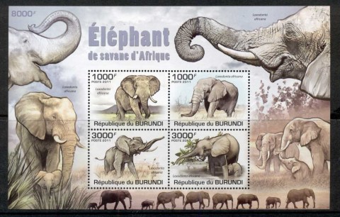 Burundi 2011 African Wildlife Elephant MS