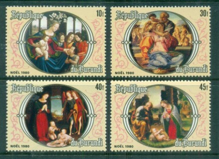 Burundi 1980 Xmas paintings, postal 4v.