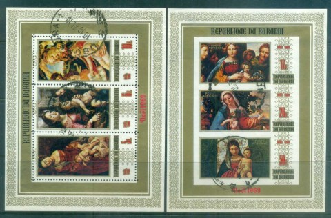 Burundi 1969 Xmas Paintings Perf & IMPERF MS