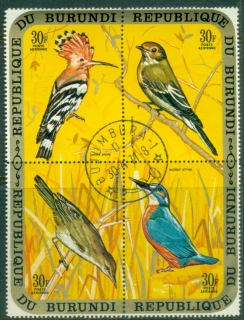 Burundi-Birds-30f-block4-CTO