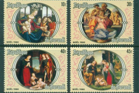 Burundi-1980 Xmas paintings, postal 4v.