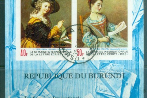 Burundi-1968 Intl. Letter Writing Week, Paintings IMPERF