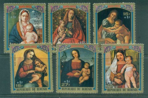 Burundi-1973 Xmas Paintings Surch