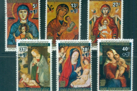 Burundi-1977 Xmas Paintings Surch