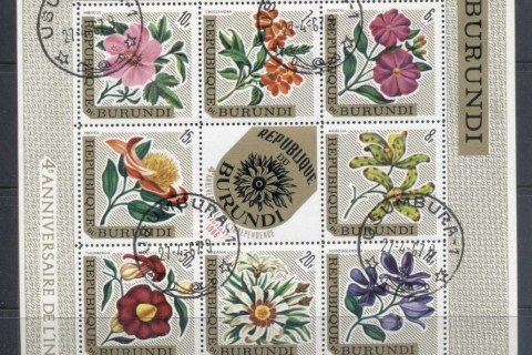 Burundi-1967 Independence 4th Anniversary Arms& Flowers MS