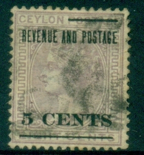 Ceylon-1885-87-QV-Portrait-5c-on-8c-lilac-FU