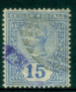 Ceylon-1886-1900-QV-Portrait-15c-ultramarine-Fisc-FU