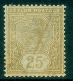 Ceylon-1886-1900-QV-Portrait-25c-brown-FU