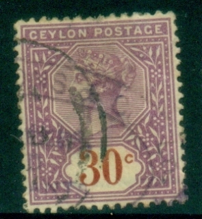 Ceylon-1886-1900-QV-Portrait-30c-violet-orange-brown-FU