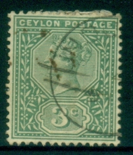 Ceylon-1886-1900-QV-Portrait-3c-green-FU