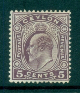 Ceylon-1903-05-KEVII-5c-dull-lilac-MLH-lot82435