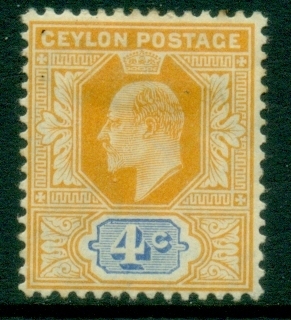 Ceylon-1903-05-KEVII-Portrait-4c-yellow-blue-MLH