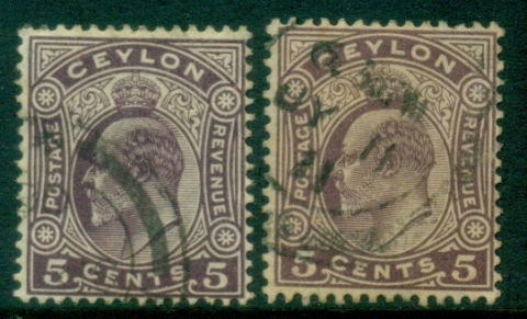 Ceylon-1904-10-KEVII-Portrait-5c-dull-lilac-FU