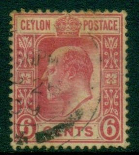 Ceylon-1904-10-KEVII-Portrait-6c-carmine-rose-FU