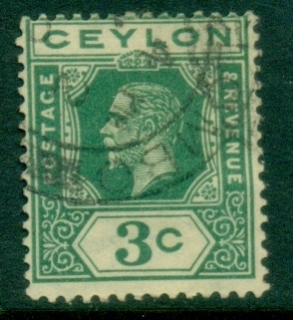 Ceylon-1912-25-KGV-Portrait-3c-deep-green-FU