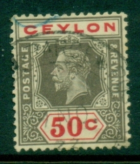 Ceylon-1921-33-KGV-Portrait-50c-black-scarlet-FU