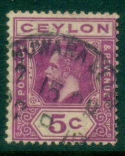 Ceylon-1921-33-KGV-Portrait-5c-red-violet-FU