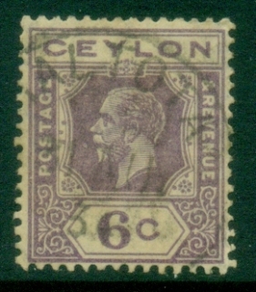 Ceylon-1921-33-KGV-Portrait-6c-violet-FU