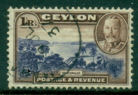 Ceylon-1935-36-KGV-Pictorial-1r-View-of-Trincomalee-FU