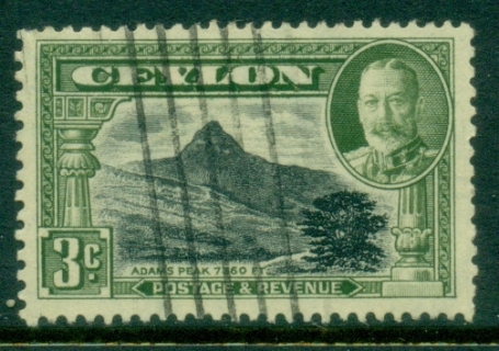 Ceylon-1935-36-KGV-Pictorial-3c-Adams-peak-FU