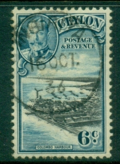 Ceylon-1935-36-KGV-Pictorial-6c-Colombo-Harbour-FU