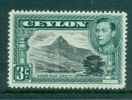 Ceylon-1938-52-KGVI-Adams-Peak-3c-Perf-14-MLH-lot82467