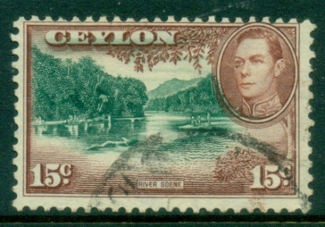 Ceylon-1938-52-KGVI-Pictorial-15c-River-Scene-FU_1