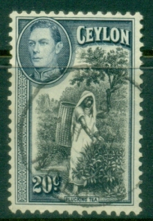 Ceylon-1938-52-KGVI-Pictorial-20c-Plucking-Tea-FU