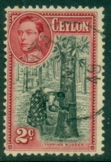 Ceylon-1938-52-KGVI-Pictorial-2c-Tapping-Rubber-Perf-11½x13-FU_1