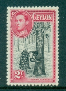 Ceylon-1938-52-KGVI-Tapping-Rubber-2c-Perf-12-MLH-lot82466