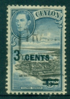 Ceylon-1940-KGVI-Pictorial-3c-on-20c-Surcharged-FU