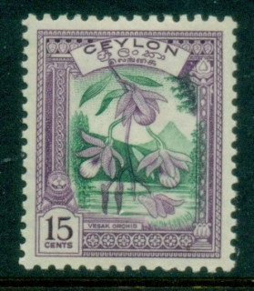 Ceylon-1950-Pictorial-15c-Vesak-Orchid-MLH