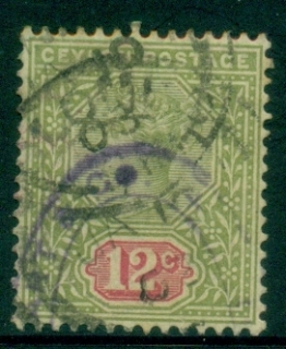 Ceylon-1886-1900-QV-Portrait-12c-olive-green-carmine-Fisc