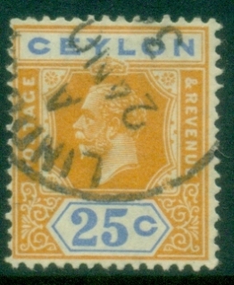 Ceylon-1921-33-KGV-Portrait-25c-yellow-blue