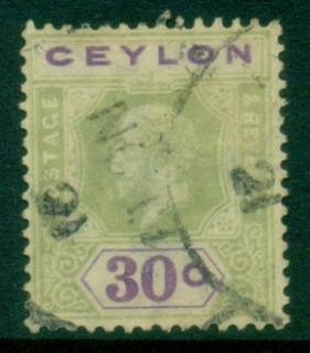 Ceylon-1921-33-KGV-Portrait-30c-green-violet