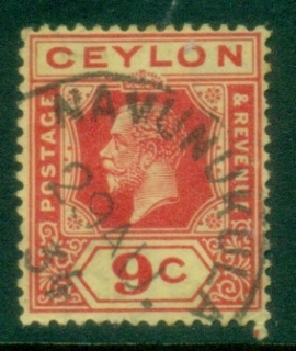 Ceylon-1921-33-KGV-Portrait-9c-red-on-yellow