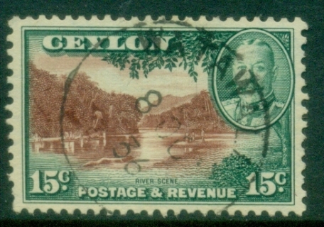 Ceylon-1935-36-KGV-Pictorial-15c-River-Scene