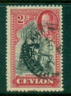 Ceylon-1935-36-KGV-Pictorial-2c-Tapping-Rubber-Tree