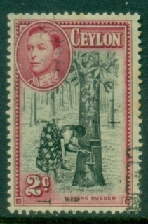 Ceylon-1938-52-KGVI-Pictorial-2c-Tapping-Rubber-Perf-13½