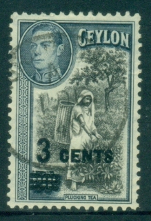 Ceylon-1941-KGVI-Pictorial-3c-on-6c-Surcharged