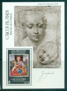 Caicos-Is-1984-Raphael-500th-Birth-Anniv-MS-MUH