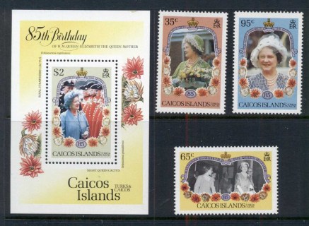 Caicos-Is-1985-Queen-Mother-85th-Birthday-MS-MUH