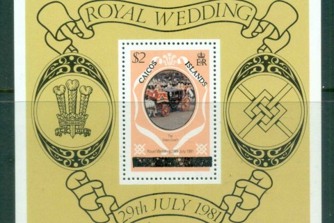 Caicos-Is-1981-Royal-Wedding-Charles-Diana-Uppercase-letters-MS-MUH