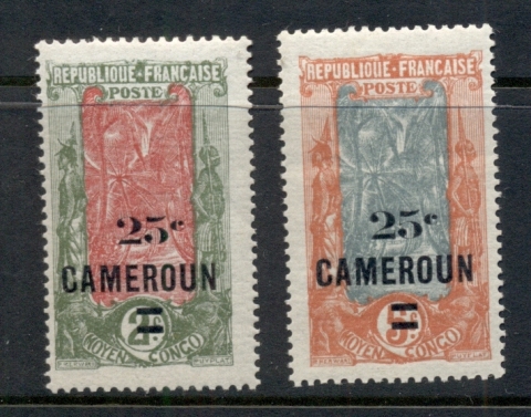 Cameroun 1924 Pictorials Surch 25c on 2f, 5f