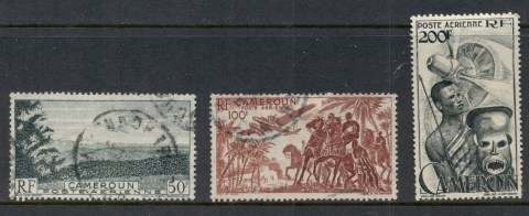 Cameroun 1947 Airmail, Birds over Mountains, Cavalry & Plane, Masks