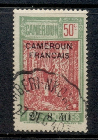 Cameroun 1940 Tapping Rubber 50c Opt 27.8.40