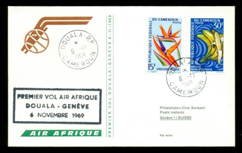 Cameroun 1969 Douala-Geneva First Flight Cover